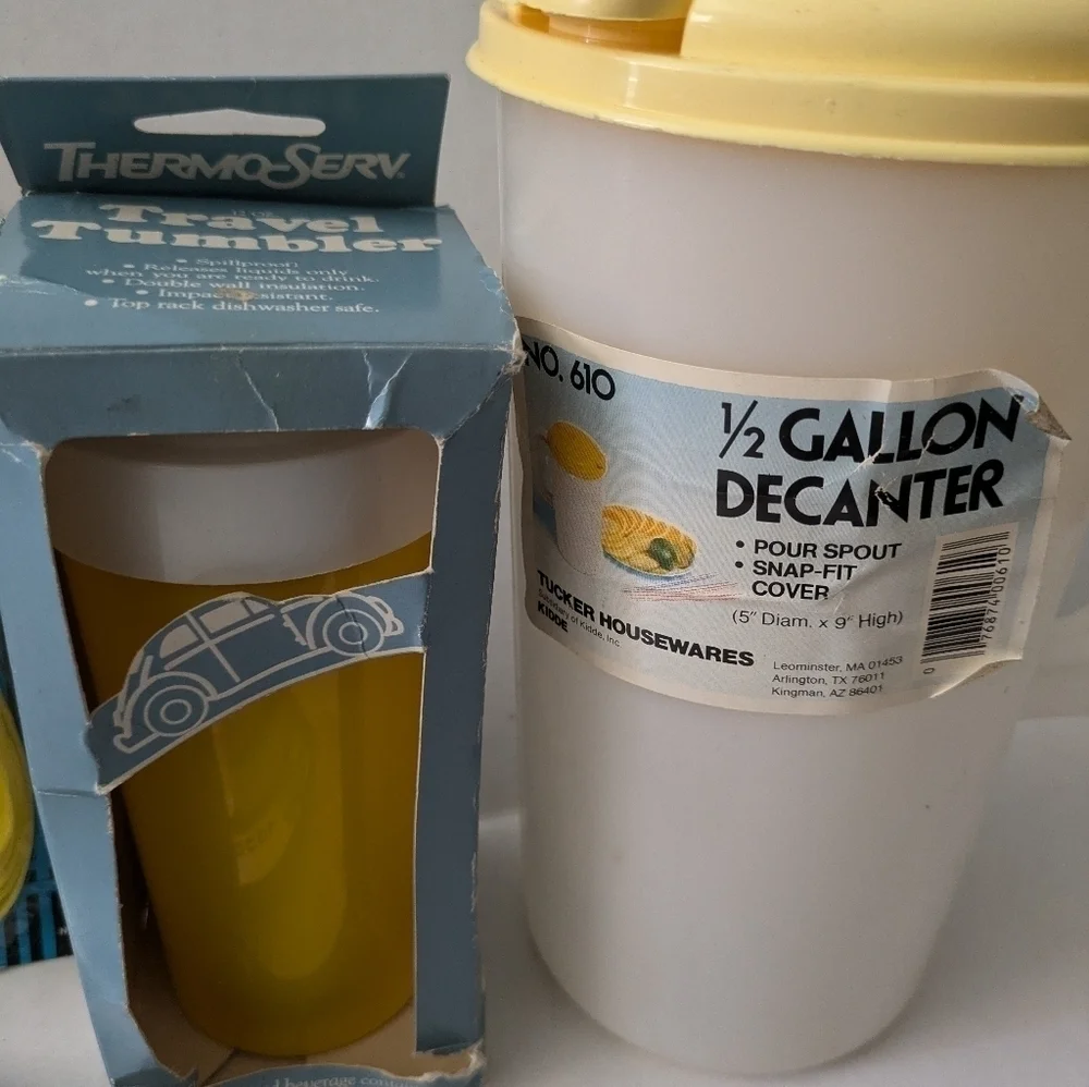 Vintage New Old Stock kitchen gadgets, cup, pitcher,etc.